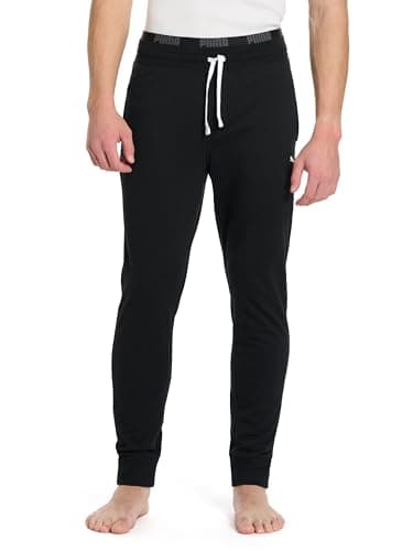 PUMA Men's Dual Band French Terry Lounge Pants, Black, Small