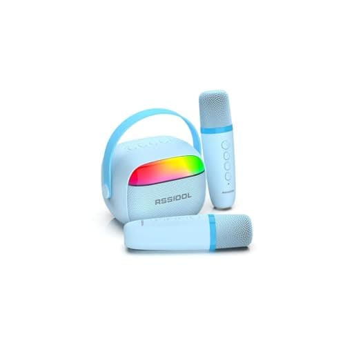 Karaoke Machine for Kids with 2 Wireless Microphones Portable Mini RGB Bluetooth Speaker Birthday Gift Toys for 3 4 5 6 7 8+ Year Old Boys