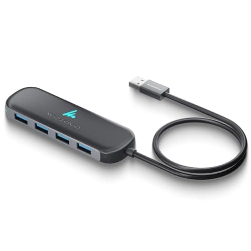 USB A to 4 Port Wozoyo USB 3.2 Hub, 4X USB 5Gbps, Data Transfer Speed Upto 5Gbps and 30cm Cable, Multiport USB Splitter for Laptop and Desktop, Plug and Play, Compact and Portable USB Expansion Hub