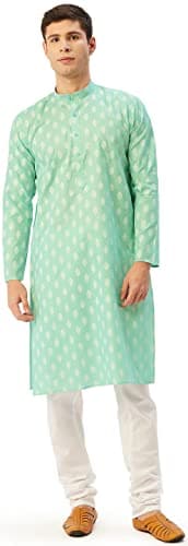 Maple Clothing Indian Casual Dress Men's Cotton Kurta Pajama (Green, XL)