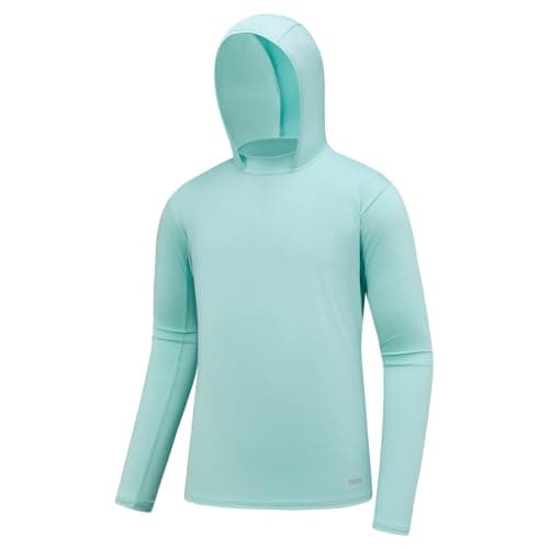 Aoluyard Men's UPF 50+ Sun Protection Long Sleeve Hoodie Shirts Seafoam XL