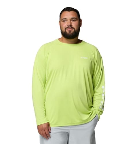 Columbia Men's PFG Terminal Tackle Long Sleeve Fishing Shirt, Voltage/White Logo, 1X