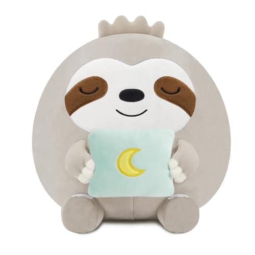 BRICHOEE Sloth Plush Toy, Cute Sloth Stuffed Animal Holding Little Pillow, Soft Sloth Plushie Gifts for Girls Boys (Sloth with Pillow, 10 inch)