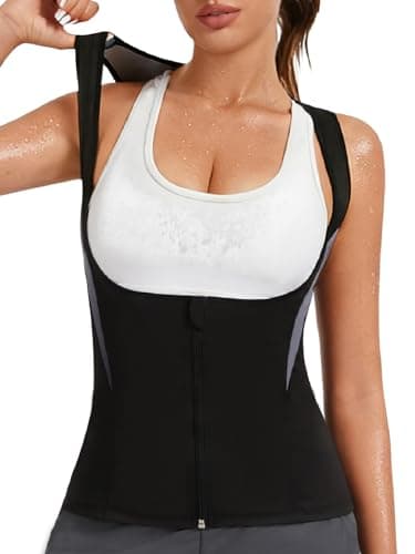 LAZAWG Sauna Vest for Women Sweat Waist Trainer Vest Sauna Suit Workout Tank Top with Zipper for Working Out