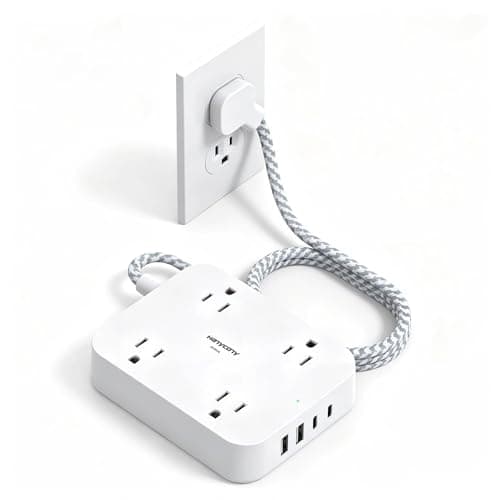 Surge Protector Power Strip, HANYCONY 10Ft Extension Cord with 4 USB Ports(2 USB C), 4 Widely Outlets Extender, Wall Mount, Desk Charging Station for Office School College Dorm Room Essentials