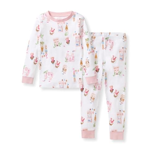 Burt's Bees Baby Organic Cotton Pajamas for Girls, Long Sleeve and Pants Pajama Set, Stretchy Wrist and Ribbed Cuffs, No-Pill Ring-Spun Fabric for Toddlers and Kids Sleepwear