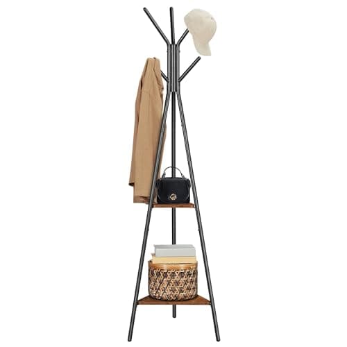 VASAGLE Coat Rack Freestanding...ustic Brown and Black URCR16BX
