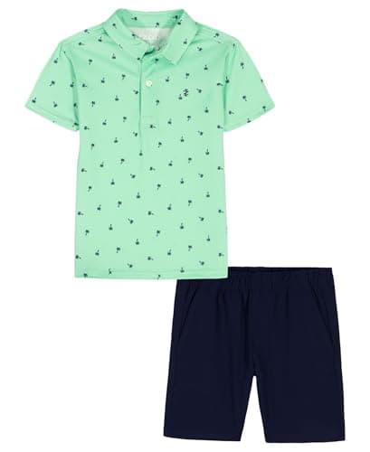 Izod Boys' 2-Piece Polo and Short Set, Cabbage Palm Tree, 6