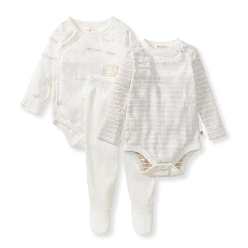 Burt's Bees Baby Unisex Baby 3 Piece Bodysuit & Pant Set, 100% Organic Cotton
