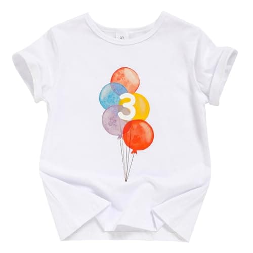 3rd Birthday Shirt Baby Girls Three Year Old Tops Third Birthday T-Shirt Clothes Outfit (3T, White 7)