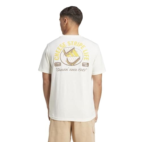 adidas Men's Food Grilled Cheese Graphic T-Shirt, Off White, Medium