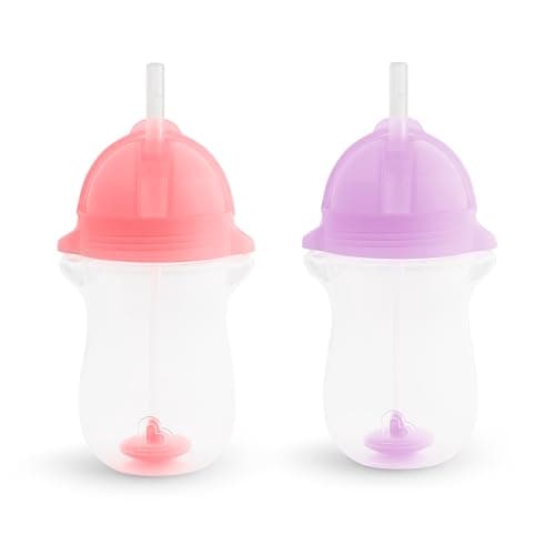 Munchkin Any Angle Weighted To... 10 Ounce, 2 Pack, Pink/Purple
