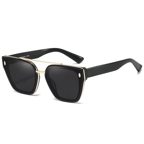 Myiaur Premium Acetate Sunglasses for Women Men, UV400 Protection & Polarized Anti Glare, Including Leather Case