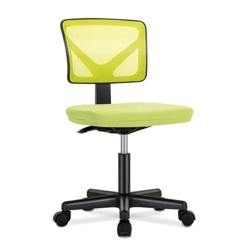DUMOS Small Desk Chair Armless...Wheels for Small Spaces, Green
