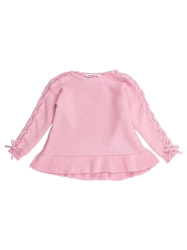 Pink Ruffle Hem Lace Up Sweater - 3T