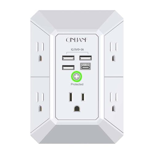 Qinlianf 5-Outlet 1680J Surge Protector Outlet Extender w/ 4x USB Ports $9.98
