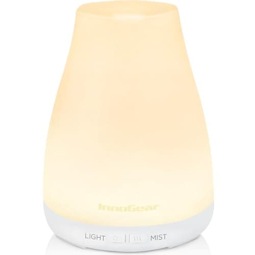 InnoGear Essential Oil Diffuser, Ultrasonic Diffusers for Home Aromatherapy Humidifier for Bedroom Room 7 Colors LED 2 Mist Mode Auto Off, Basic White