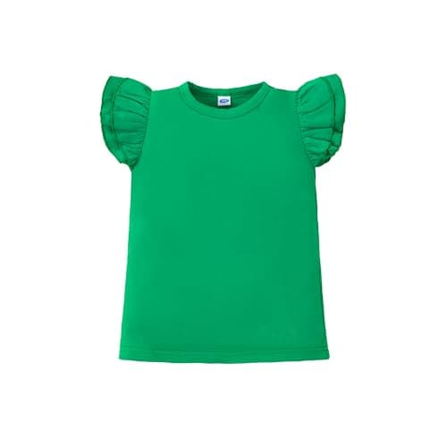 LYSMuch Toddler Baby Girls Ruffle Sleeve Shirt Plain Solid Sleeveless Tshirt Top Blouse Kids Casual Clothes(Green,7-8Y)