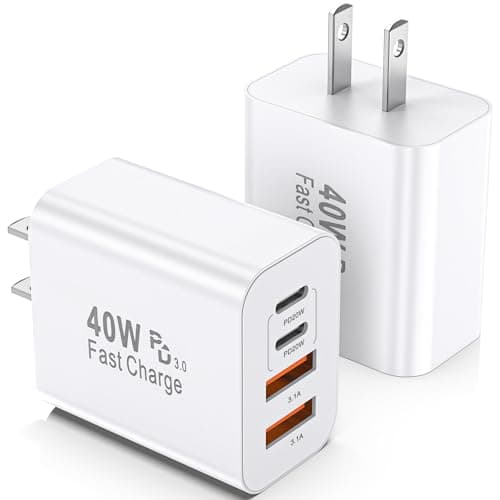 Amazon US, 50% OFF - USB and USB-C Fast Charger 40W 4-Port (2-Pack)