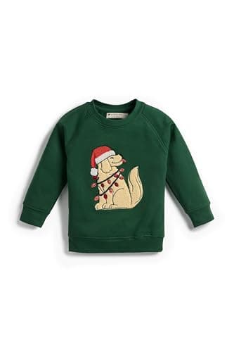 monica + andy Embroidered Crewneck Sweatshirt, Size 10, Pawliday Dogs, 100% Organic Cotton Clothes for Girls & Boys, Sustainable Super Soft Fabric, Sizes for Kids, Toddler & Infant