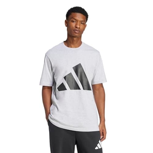 Adidas Men's Essentials Big Logo T-Shirt, Light Grey Heather/Black, Large