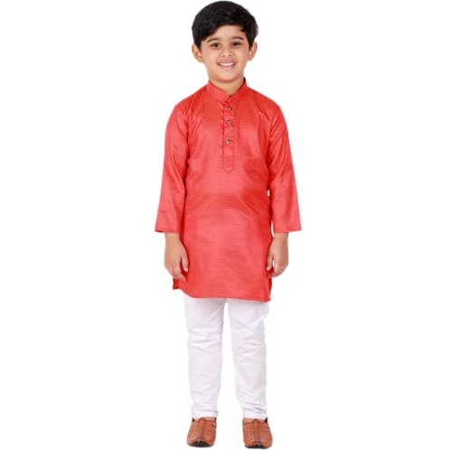 Pro-Ethic Style Developer Boy's Indian Kurta For Boys | Kids Ethnic Wear | Pack Of 1 (Red, 15-16 Years)