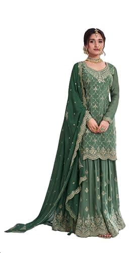 Shriva Fashion indian salwar kameez ready to wear Eid festival embroidered wedding salwar suit for women (2819) (Green, 36)