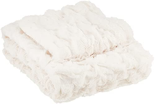 Comfort Spaces Ruched Faux Fur... Pillow Covers, 50"x60", Ivory