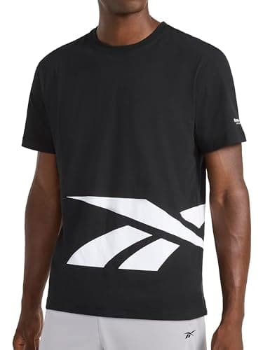 Reebok Men’s Big Short Sleeve Crewneck T-Shirt, Standard Fit, Lightweight Cotton-Poly Jersey Fabric, Black, Large
