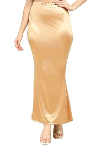 Chandrakala Satin Saree Shapewear for Women Seamless Stretchable Mermaid Sari Shaper Petticoat Girls,Light Gold,2XL-3XL (S118LIG7)