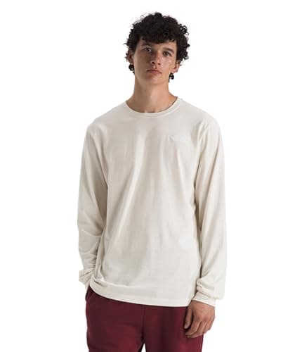 The North Face Men's Evolution Simple Dome Long-Sleeve Tee - Classic Logo Graphic Tee, Soft Cotton Fabric, White Dune, XX-Large