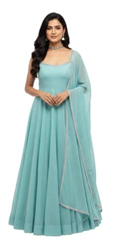 RoohVastra Ready to wear salwar kameez for women, Indian wedding, Ethnic Pakistani, Eid suit R-5883 (Sky Blue, 36)