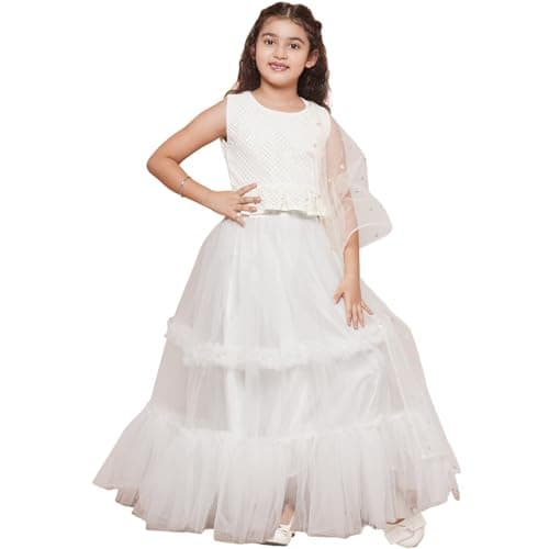 AJ DEZINES ADIVA Girls Indian Ethnic Wear Lehenga Choli for Kids (G_LH08_WHITE_24)