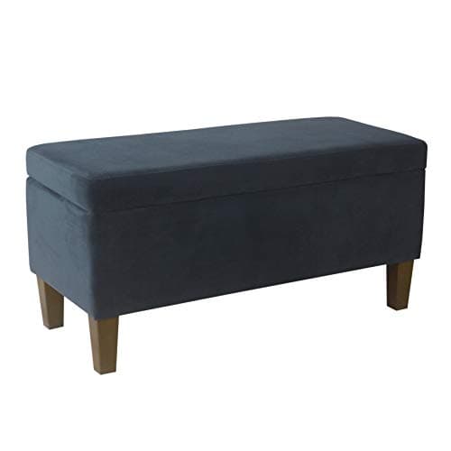 HomePop Large Upholstered Rect...an Bench with Hinged Lid, Navy