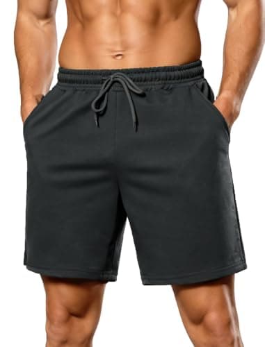 SILKWORLD Mens Running Sweat Shorts 6" Athletic Shorts,Dark Grey,Medium