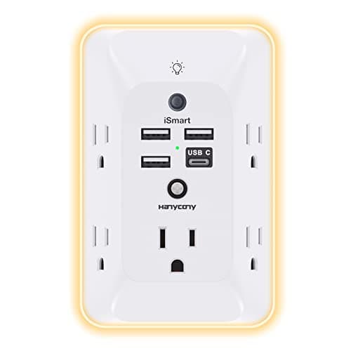 HANYCONY 10-in-1 Outlet Extender w/ Night Light & 4 USB Ports $8.98 + Free Shipping w/ Prime or on $35+