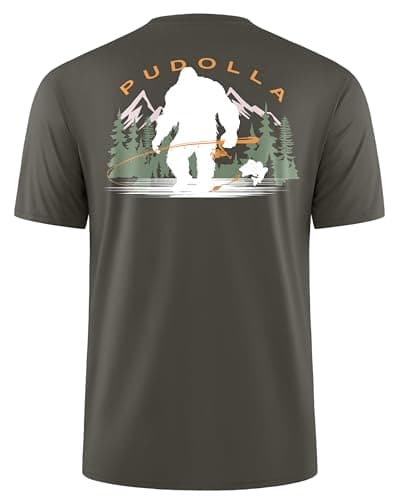 Pudolla Men's Fishing Swim Shirts Short Sleeve Sun Protection UV UPF 50+ SPF T-Shirt(Grey_Background_White_Orangutan XL)