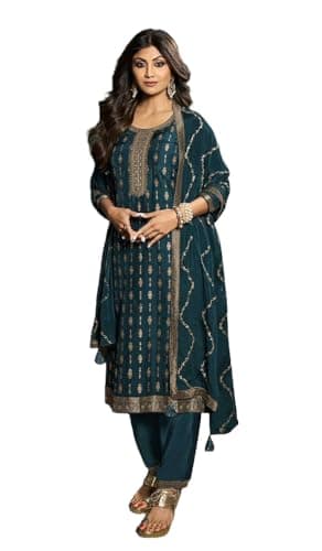 ArtZiya Indina/Pakistani Designer Georgette,Embrodari Work Salwar Kameez With Beautifull Dupatta For Womans-871 (Choice-4, 50)
