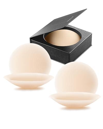 VOCH GALA Nipple Covers 2 Pairs-Seamless and Sheer Adhesive Silicone Nipple Pasties for Women Reusable, Sticky Breast Petals Caramel