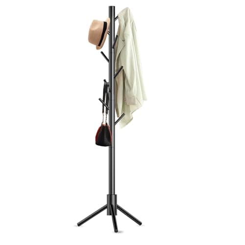 Aliphon 3-Adjustable-Height Wooden Coat Rack Stand w/ 8 Hooks (4 Colors) $13.99 + Free Shipping w/ Prime or on $35+