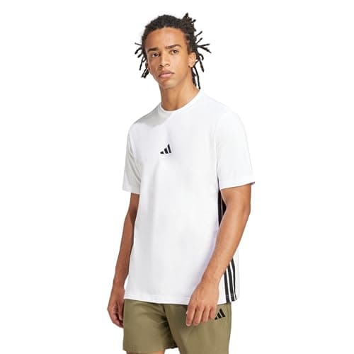 adidas Men's Essentials 3-Stripes Single Jersey T-Shirt, White/Black, XX-Large/Tall
