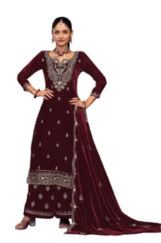 GRC Women's Salwar Kameez Straight Suit Viscos Velvet Traditional Indian Pakistani Ready To Wear Dress