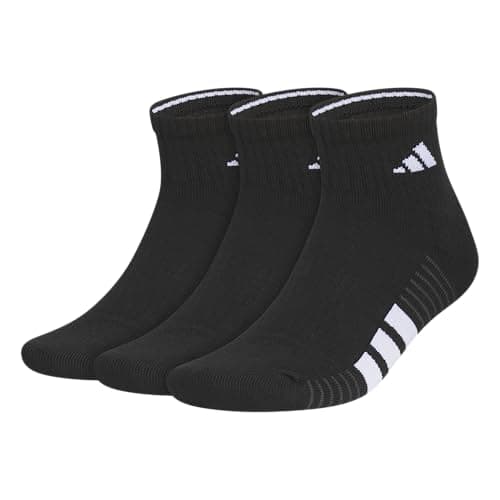 adidas Men's Cushioned Quarter Ankle Socks (3 Pairs) Durable & Comfortable, Black/White/Carbon Grey/4, Large