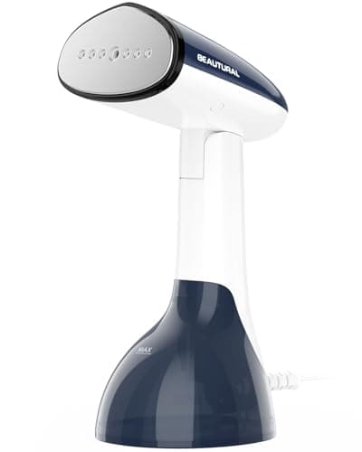 BEAUTURAL Steamer for Clothes, Portable Handheld Garment Fabric Wrinkles Remover, Aluminun Heating Plate, Fast Heat-up, Large Detachable Water Tank (Only for 120V), Blue