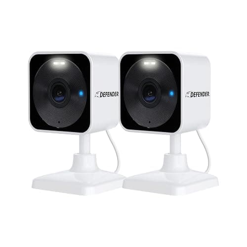 Defender GO 2K AI Powered WiFi Indoor/Outdoor Home, Business, Pet, Baby Security Camera, AI Detection, Dual Band, Spotlight/Siren, Color Night Vision, 2-Way Talk, Works with ClearVu App, 2 Pack