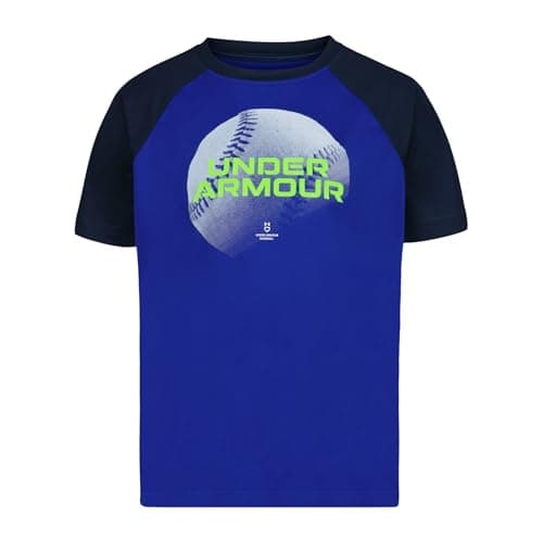 Under Armour Boys' Short Sleeve Baseball Graphic T-Shirt, Lightweight & Breathable, Relaxed Fit, Royal Raglan Tech, 2T