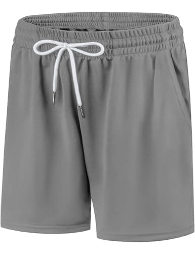 Guicizi Boys Athletic Shorts Basketball Soccer Shorts Mesh Quick Dry Running Gym Sports Clothes for Teen Youth Light Gray 14-16 Years