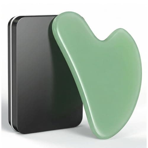 tophld Gua Sha Facial Tool – Green Stone Guasha Tool for Face & Neck – Face Massager Tool for Lymphatic Drainage, Puffiness Reduction & Jawline Sculpting (Light-Green)