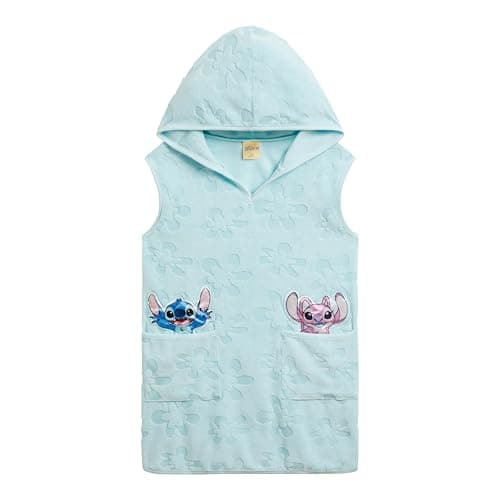 Disney Lilo & Stitch Big Girls Loop Terry Cloth Hooded Swim Cover Up UPF 50+ Blue Angel 14-16