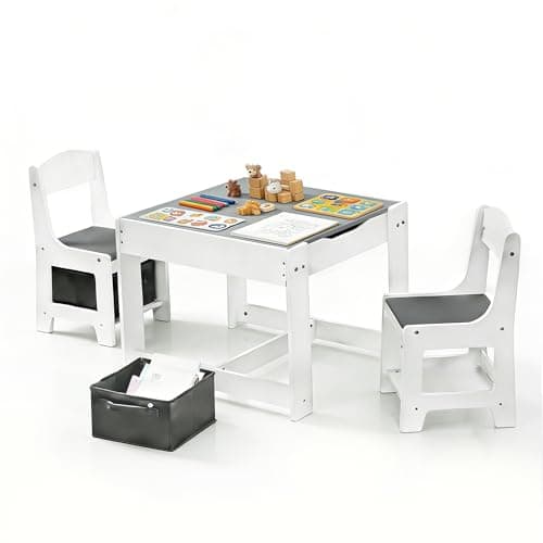 Pterying Kids Table and Chairs...eading Playing, White and Gray